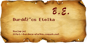 Burdács Etelka névjegykártya